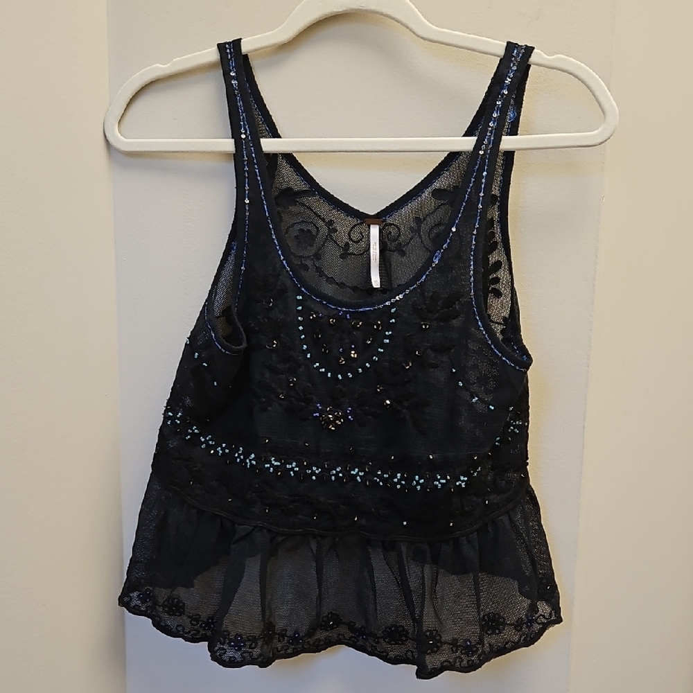 Free People Black Lace Camisole Style Top